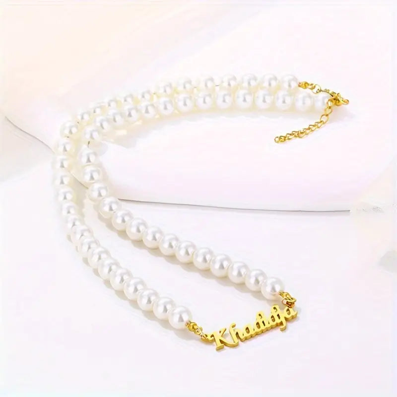 COLLAR CON NOMBRE PARA NIÑAS CON PERLAS DE NACAR