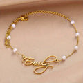 PULSERA CON NOMBRE Y PERLITAS