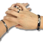 SET DE PULSERAS + ANILLOS CON HUELLAS DACTILARES EN FORMA DE CORAZÓN