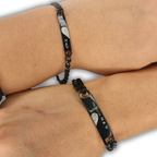DUO DE PULSERAS ESCLAVAS CON HUELLAS DACTILARES EN FORMA DE CORAZÓN