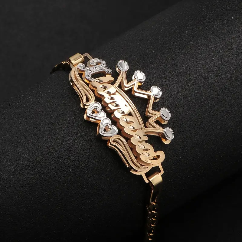 PULSERA CON NOMBRE DOBLE CAPA
