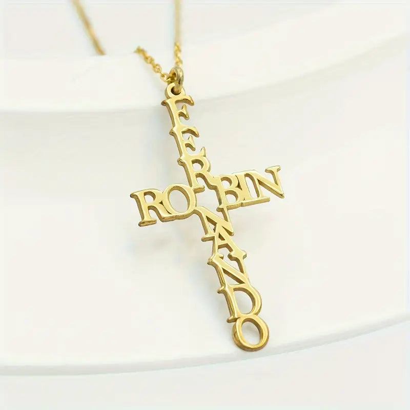 COLLAR CON NOMBRE EN FORMA DE CRUZ