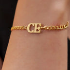 PULSERA CADENA GRUESA CON 2 INICIALES