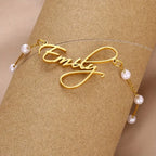 PULSERA CON NOMBRE Y PERLITAS