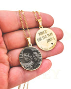 COLLAR PLACA REDONDA CON FOTOGRABADO + CADENA FINA