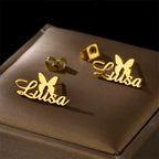 ARETES CON NOMBRE Y MARIPOSA