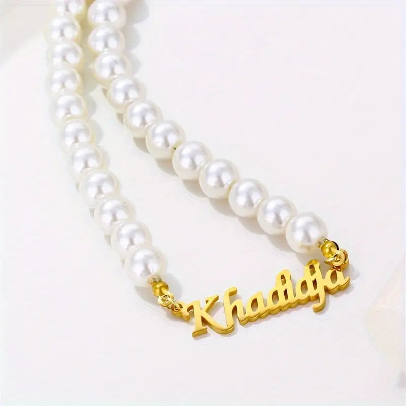 COLLAR CON NOMBRE PARA NIÑAS CON PERLAS DE NACAR