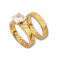Couple rings zircon + gold diamond frosted ring