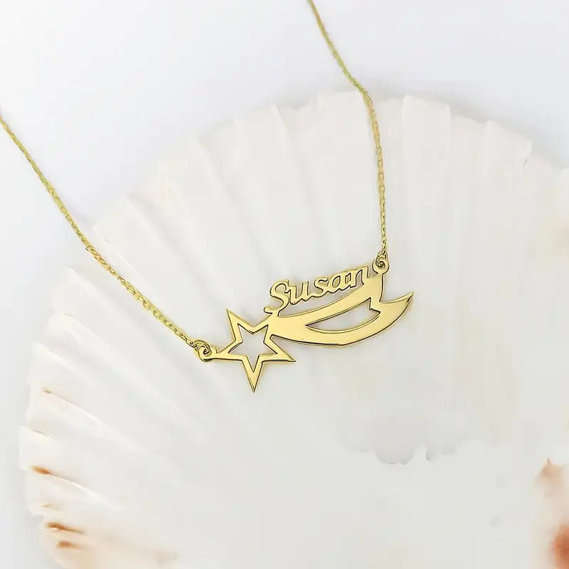 COLLAR CON NOMBRE Y ESTRELLA FUGAZ