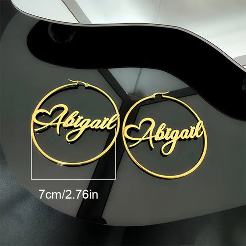 ARETES HOOPS CON NOMBRE Y CORAZON