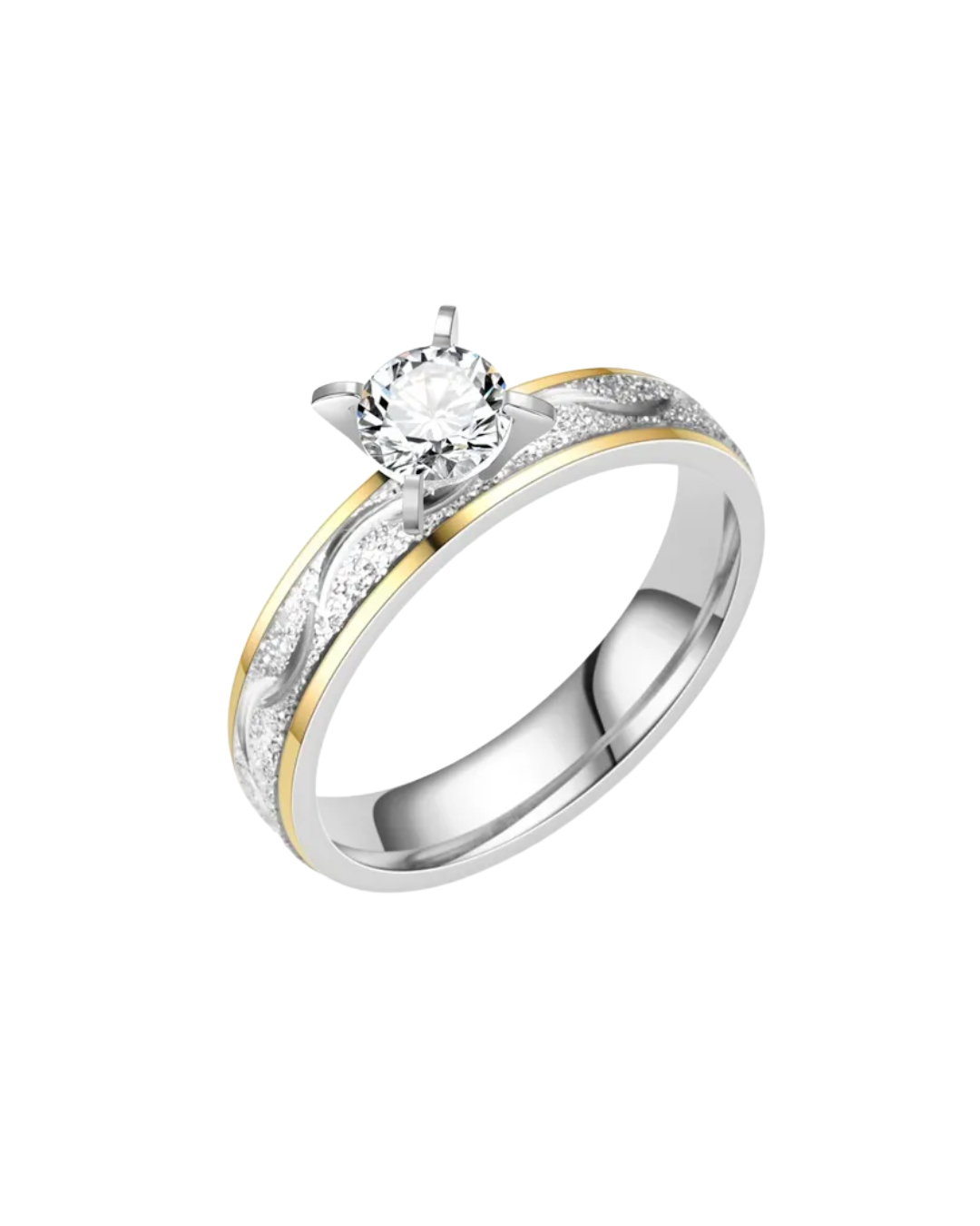 Crushed rings with gold bezel