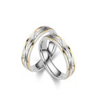 DUO DE ANILLOS PARA PAREJA BICOLOR ESCARCHADOS
