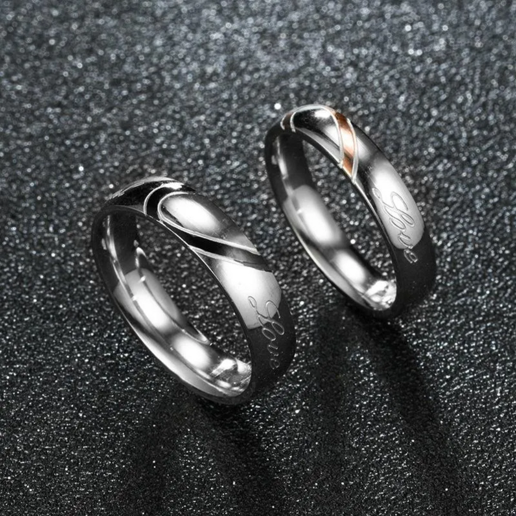 DUO DE ANILLOS CORAZON COMPARTIDO REAL LOVE