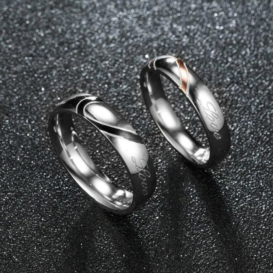 DUO DE ANILLOS CORAZON COMPARTIDO REAL LOVE