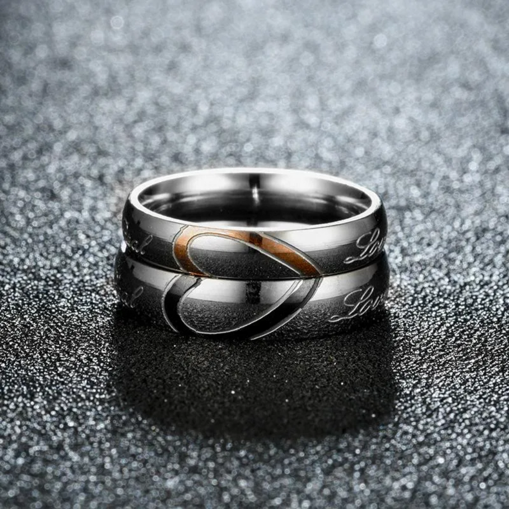 DUO DE ANILLOS CORAZON COMPARTIDO REAL LOVE