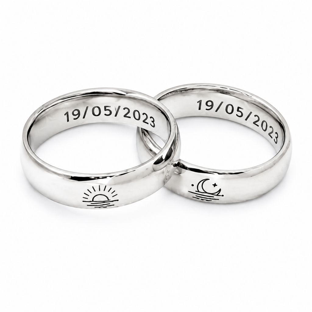 Smooth silver couple rings