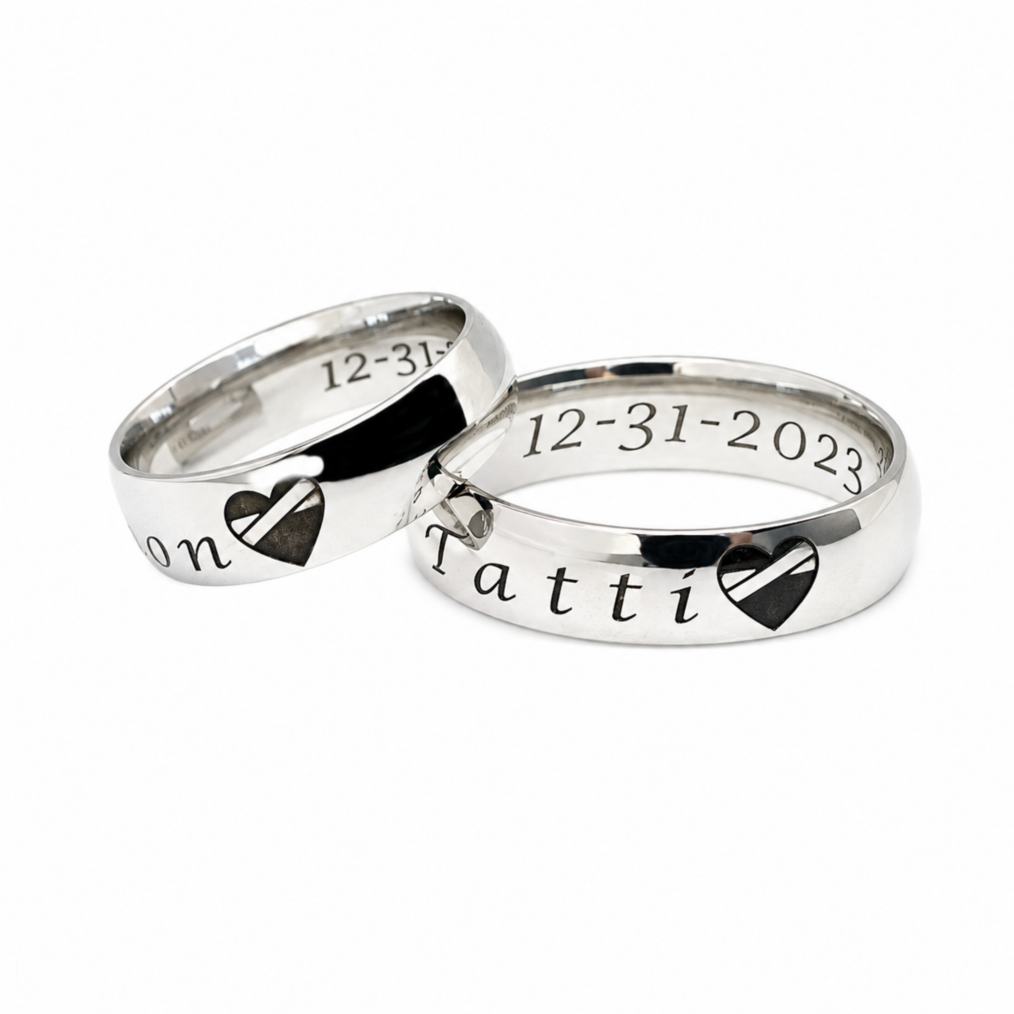 Smooth silver couple rings