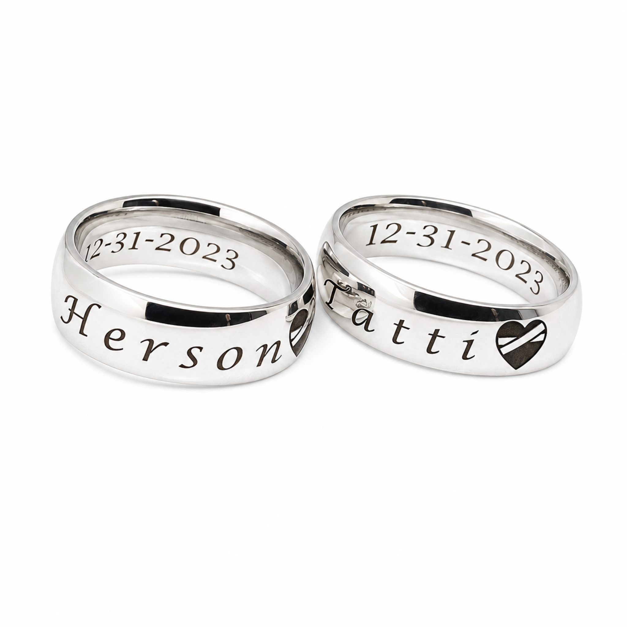 Smooth silver couple rings