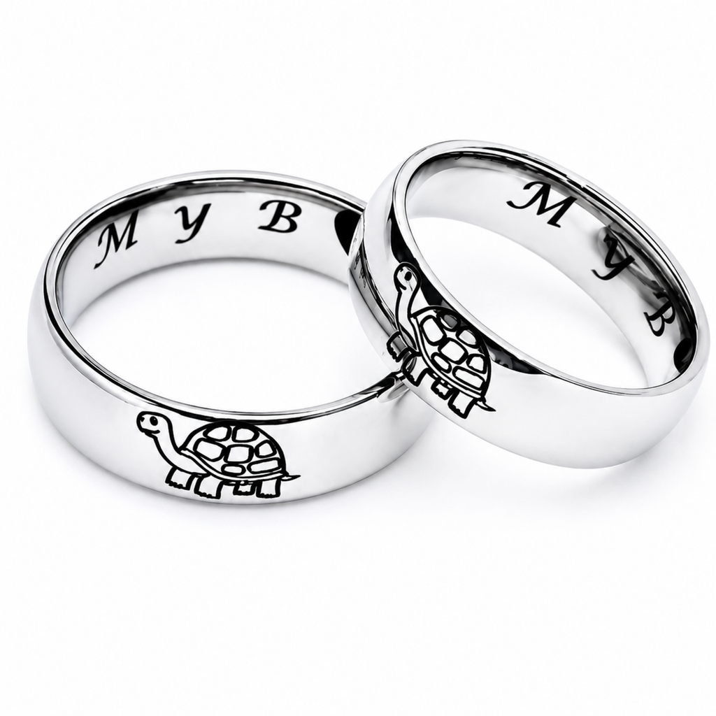 Smooth silver couple rings