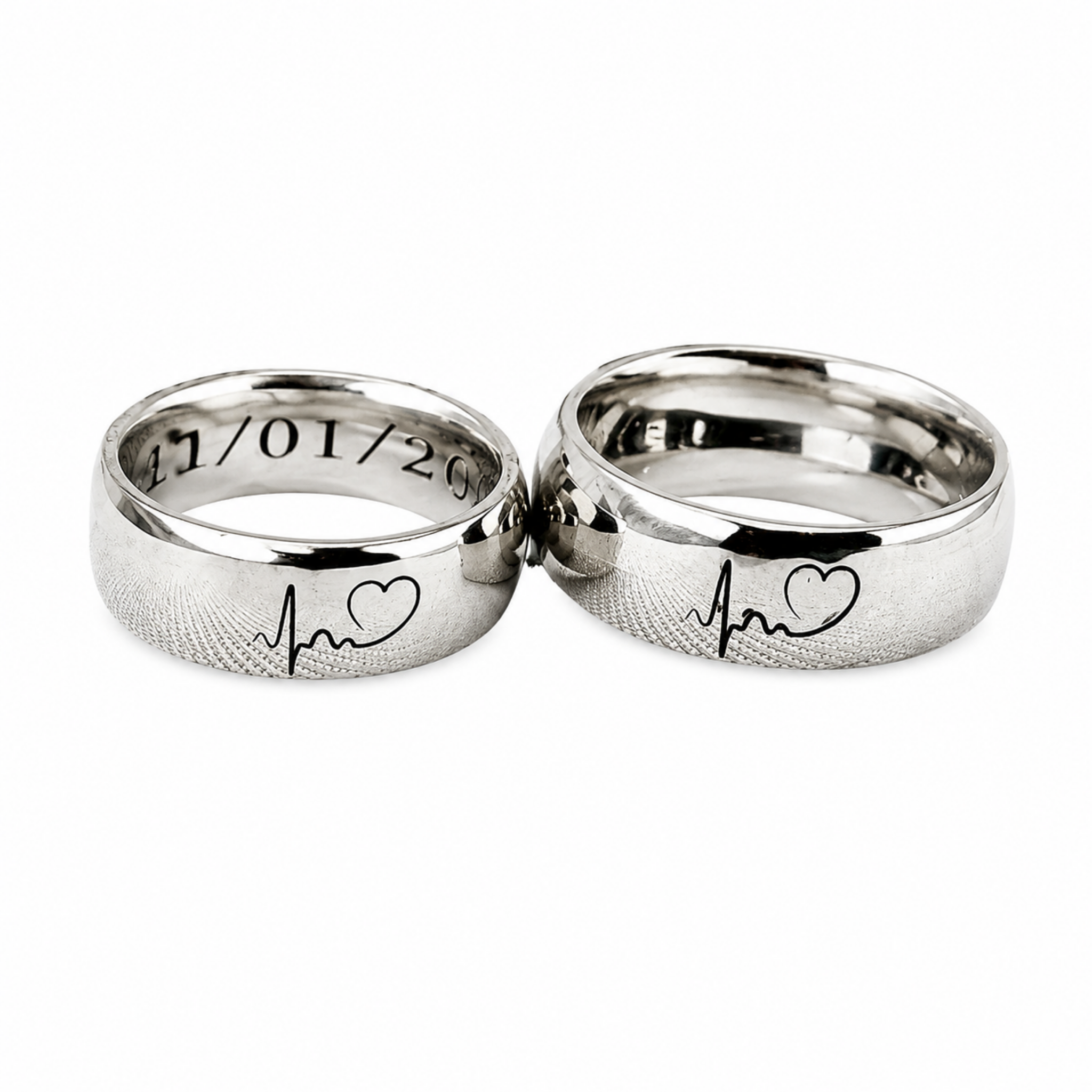 Smooth silver couple rings