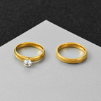 Fine frosted gold couple rings (last sizes)