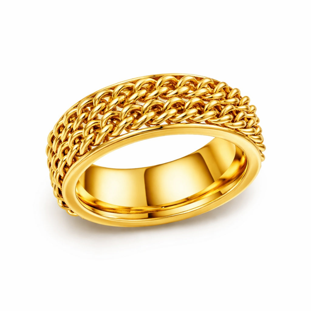 Double golden rotating chain couple ring (last sizes)