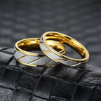 Two-tone couple rings with zircons (Pre order)