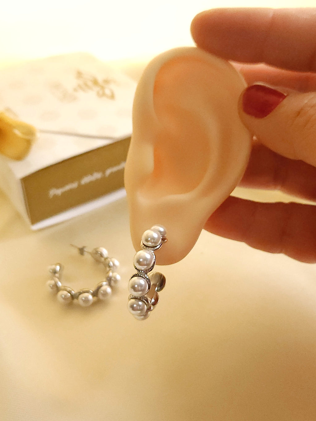 Hoop and pearl earrings x 8