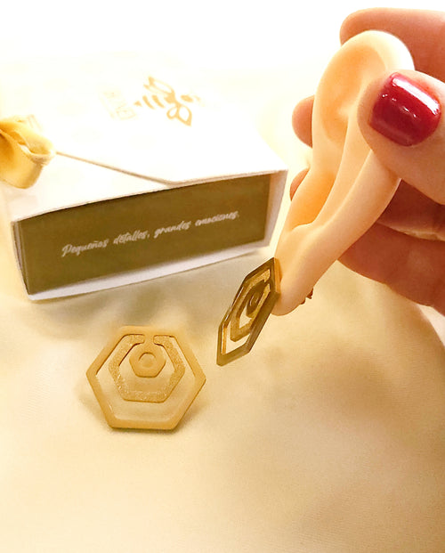 Triple hexagon earrings