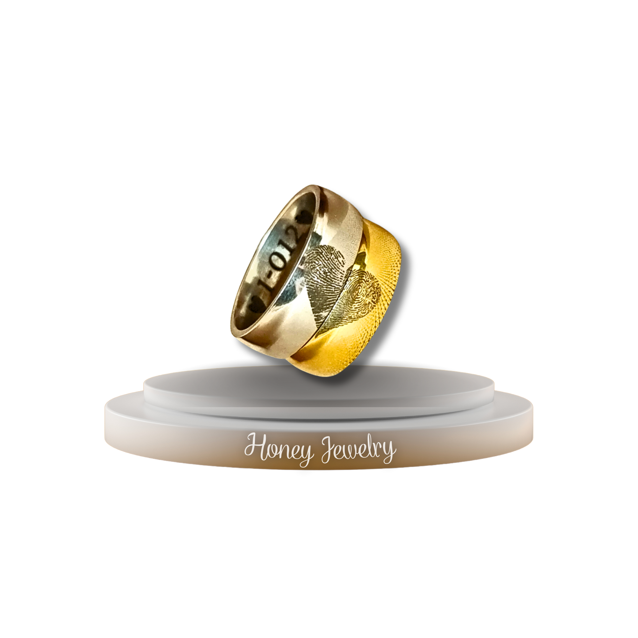Paar ringen met vingerafdrukken
