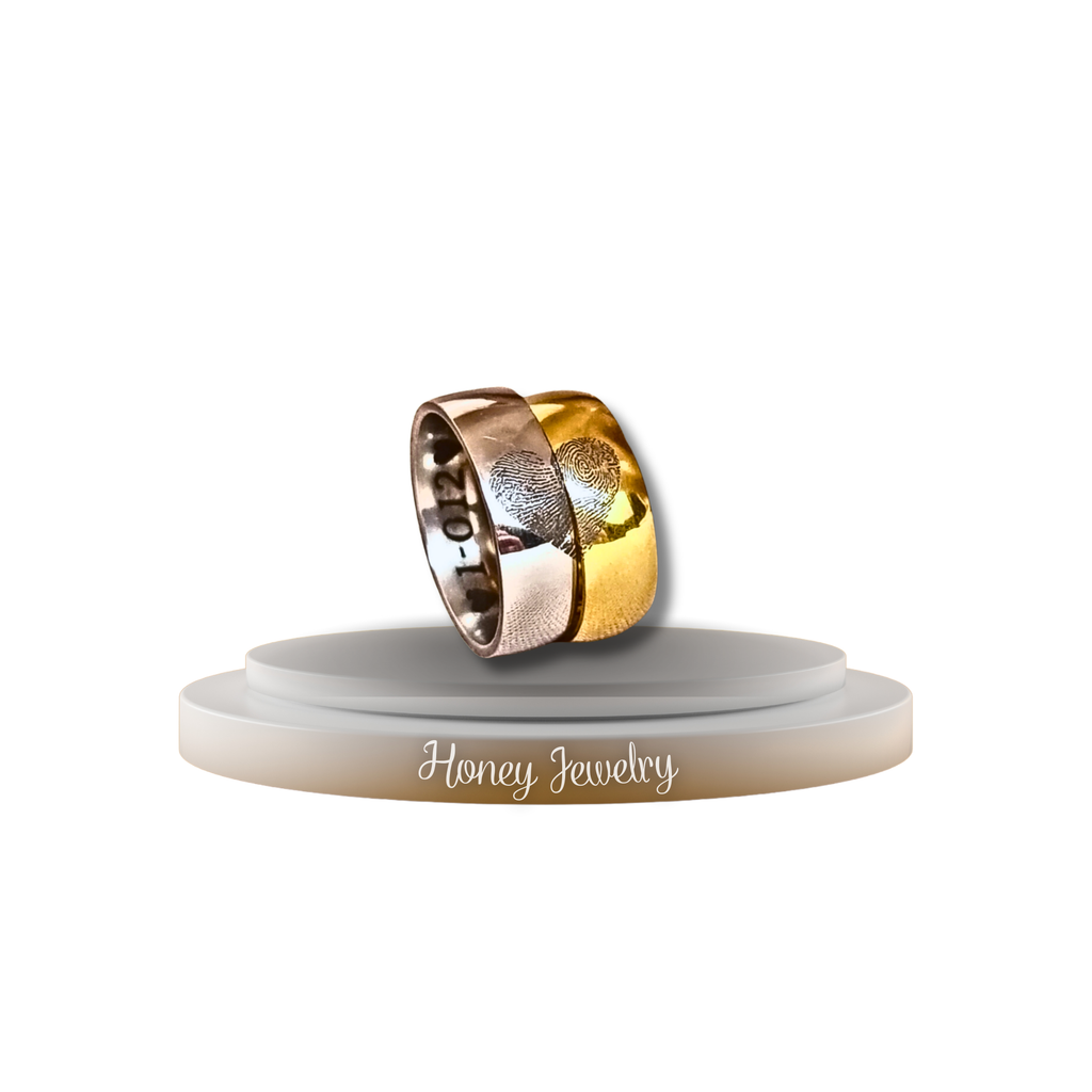 DUO DE ANILLOS CON HUELLAS DACTILARES