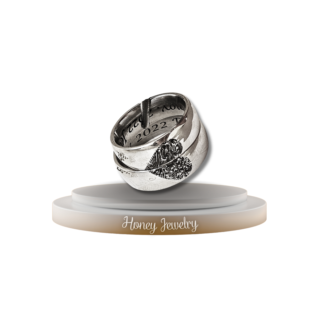 DUO DE ANILLOS CON HUELLAS DACTILARES