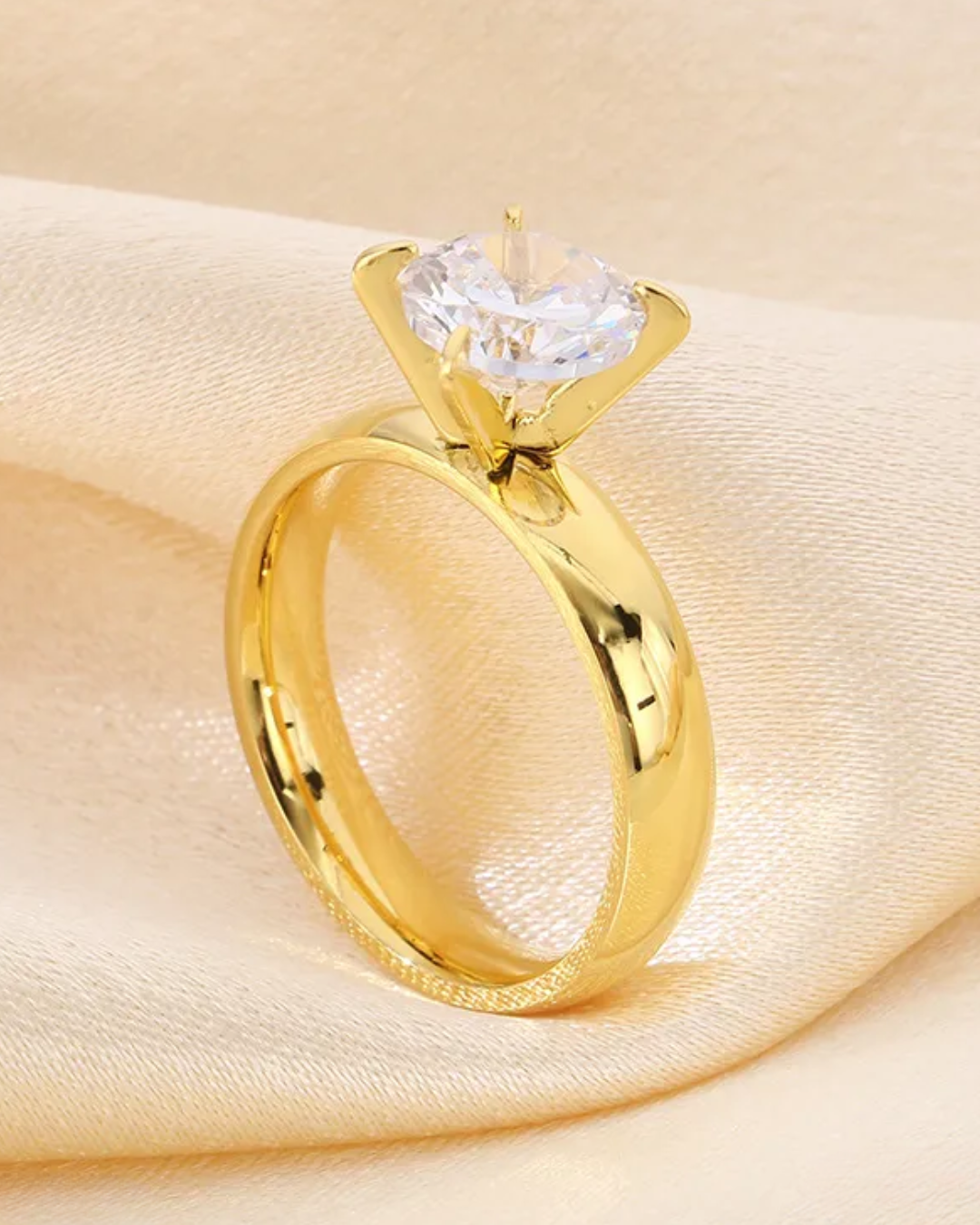 Smooth golden zircon rings