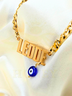COLLAR CON NOMBRE Y OJO TURCO CON CADENA GRUESA