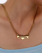 COLLAR CON NOMBRE CON MARCO CORAZON + CADENA GRUESA