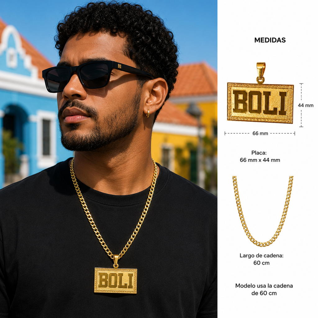 COLLAR PLACA BOLD RELIEVE