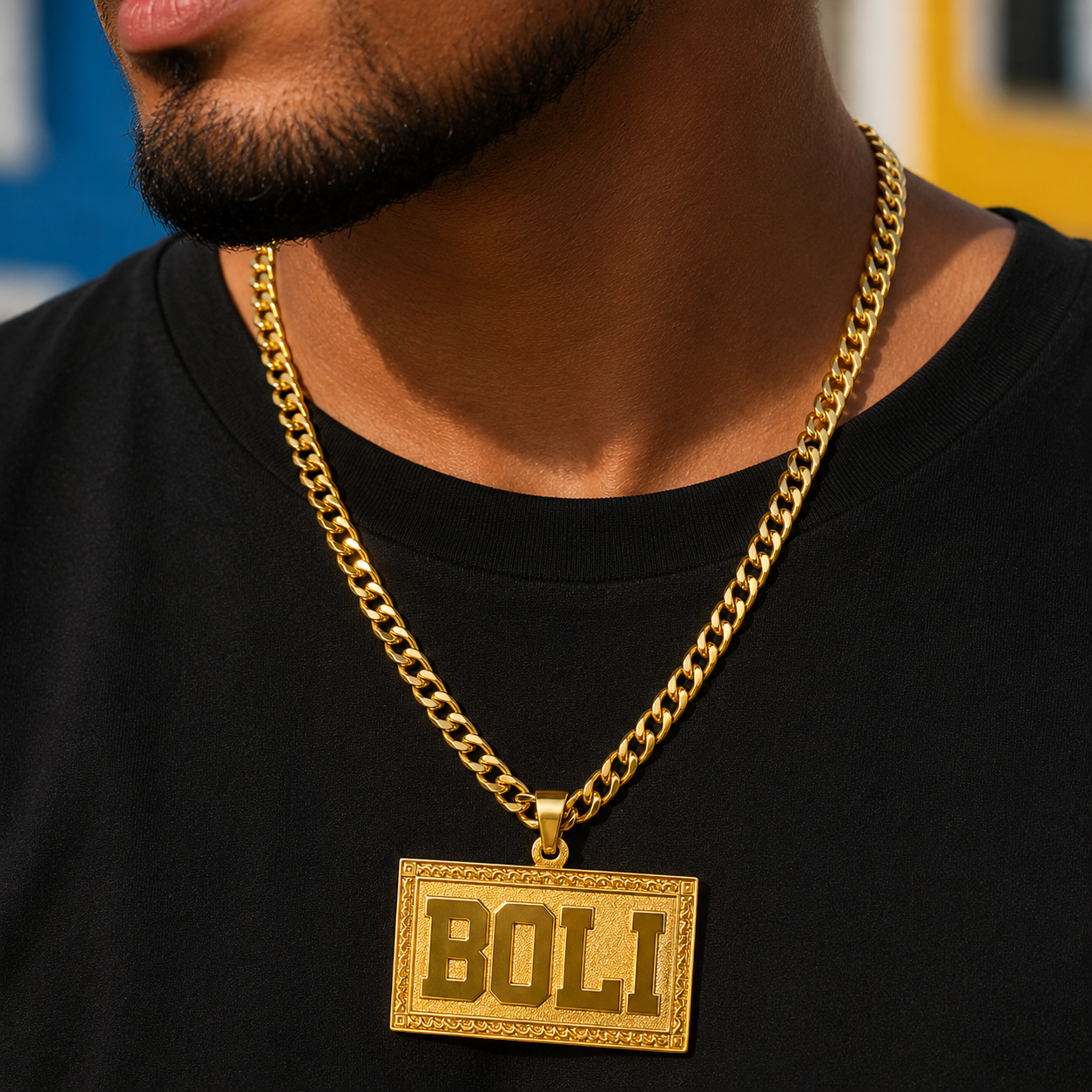 COLLAR PLACA BOLD RELIEVE