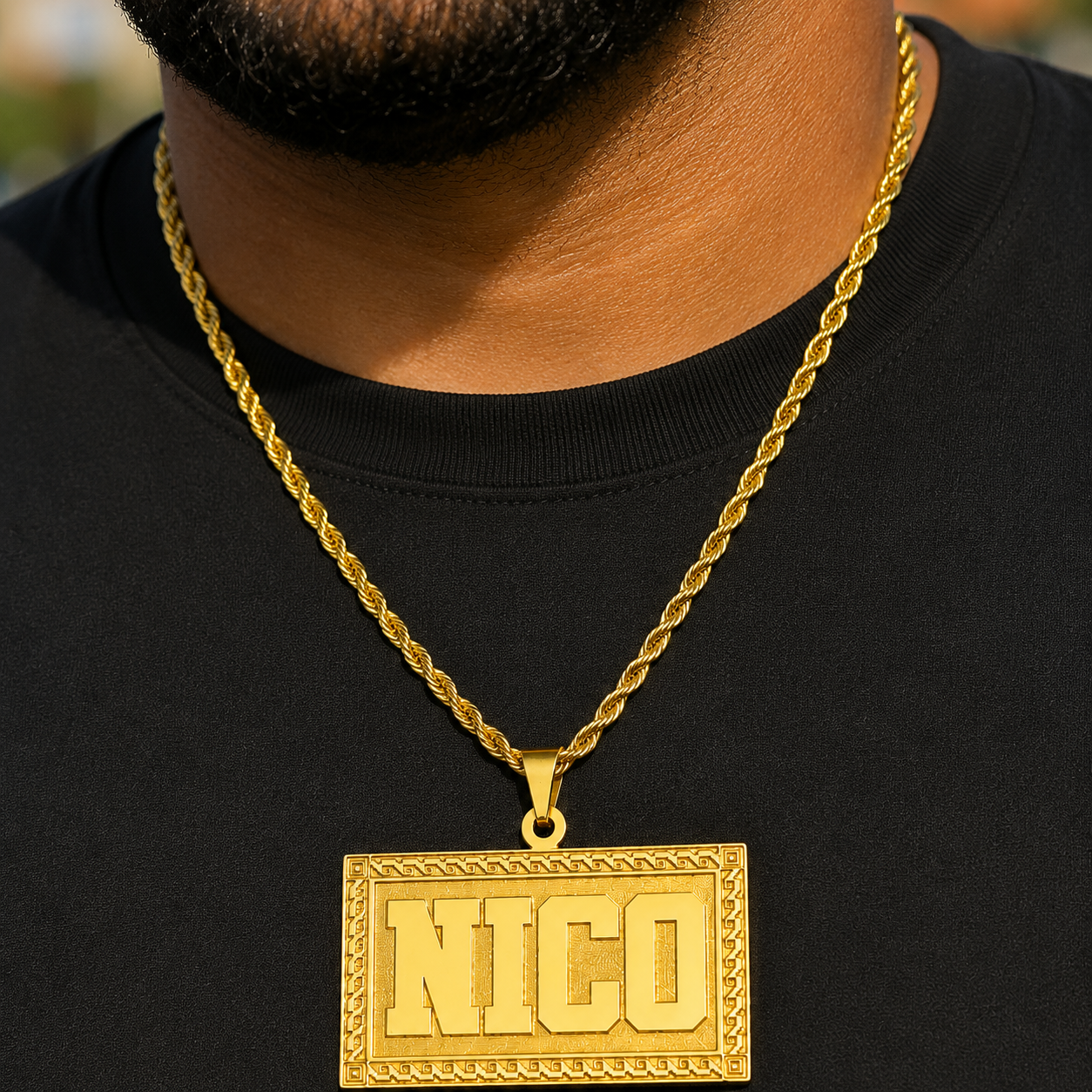 COLLAR PLACA BOLD RELIEVE