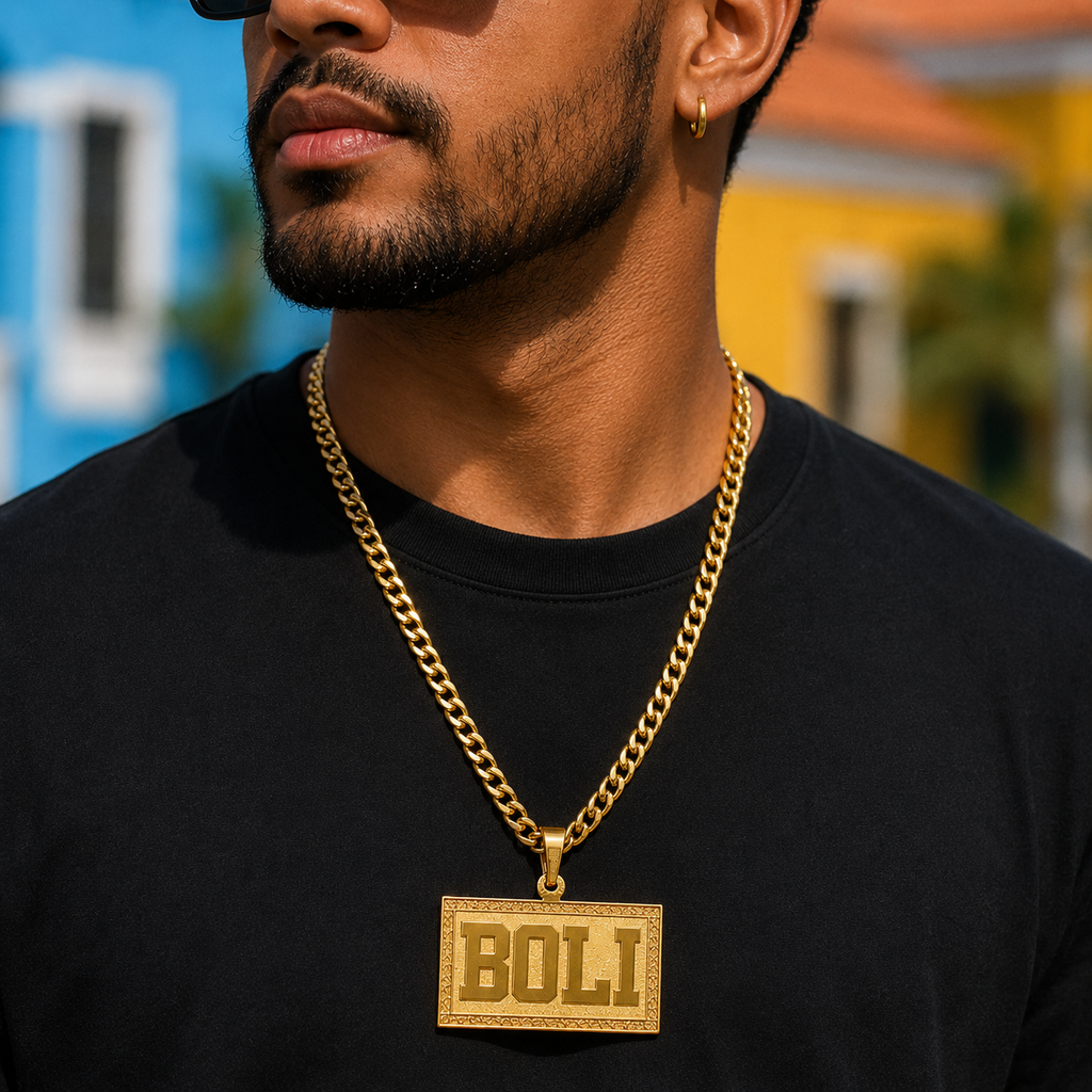 COLLAR PLACA BOLD RELIEVE