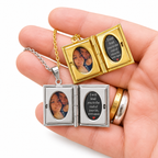 Book locket necklace with border