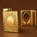 Book locket necklace with border