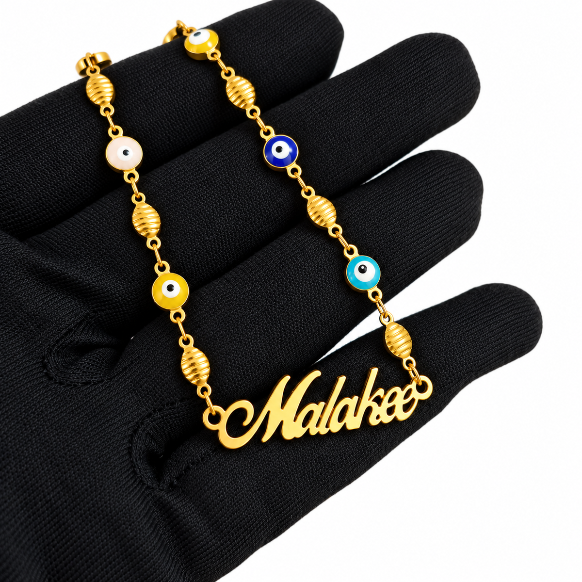 COLLAR NOMBRE CLÁSICO CON CADENA OJO TURCO