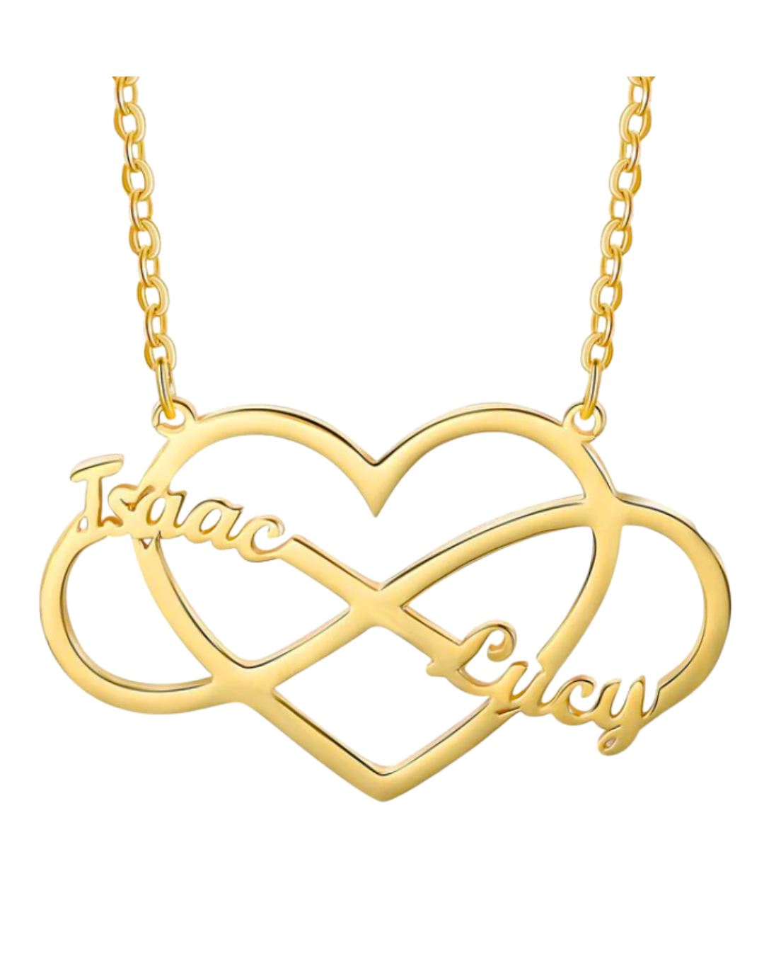 COLLAR NOMBRE DOBLE CON INFINITO CORAZÓN