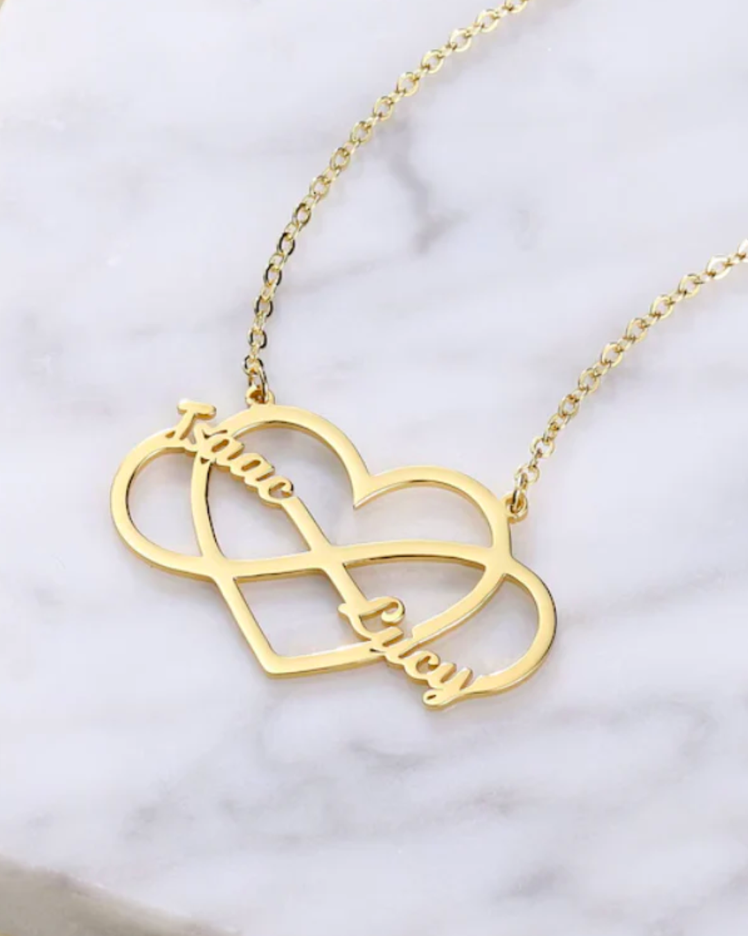 COLLAR NOMBRE DOBLE CON INFINITO CORAZÓN