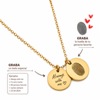 Collar Doble Placa Personalizado con Huella y Texto Grabado