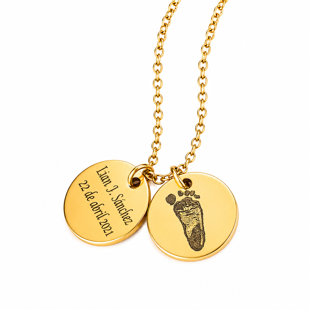 Collar Doble Placa Personalizado con Huella y Texto Grabado