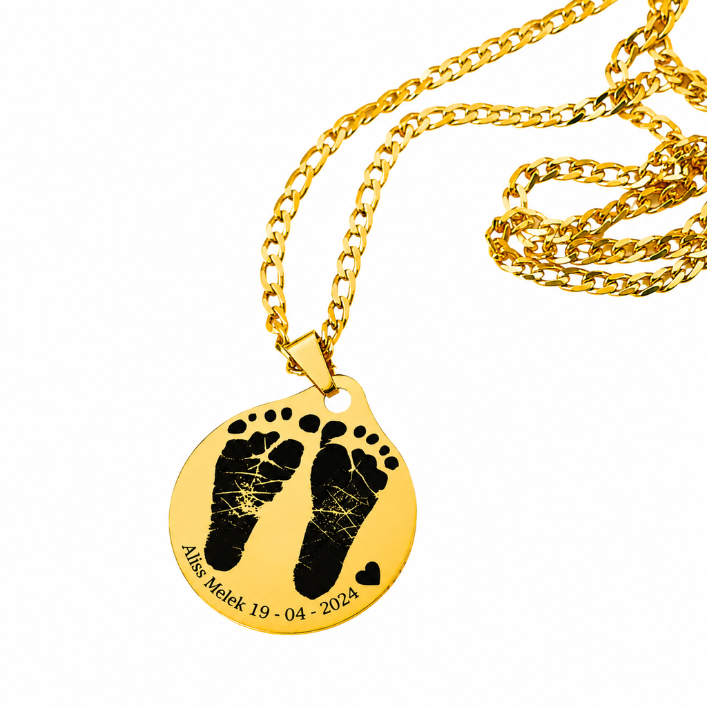 Collar placa Personalizada con Huellas de tu bebé