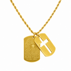 Collar doble placa con cruz calada