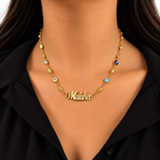 COLLAR NOMBRE CLÁSICO CON CADENA OJO TURCO