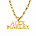 Male necklace with name in capital letters and thick chain